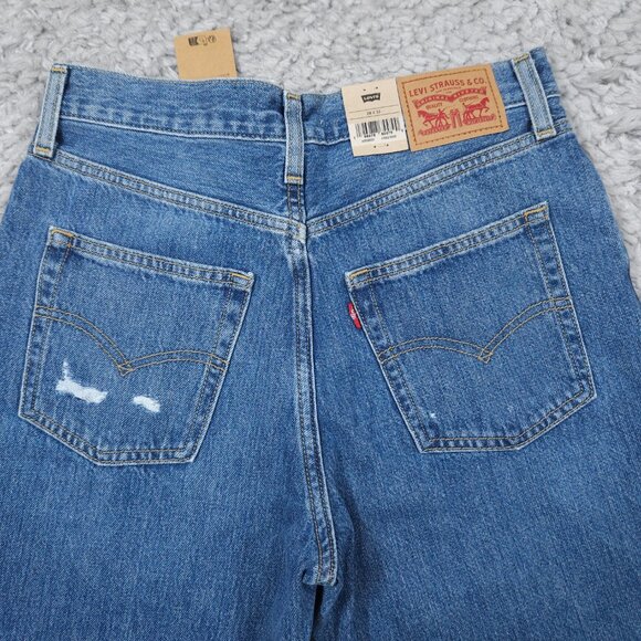 Levi's 94 Baggy Y2K Loose Straight Leg Ripped Blue Jeans Women's Size 28x33 - Picture 10 of 12